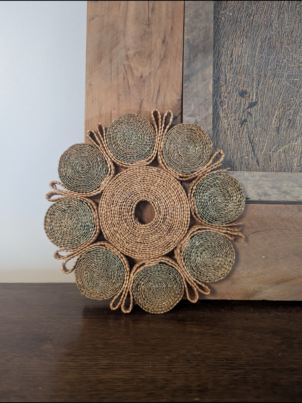 Boho Handwoven Raffia Trivets Wall Art Vintage Homedecor Trivet